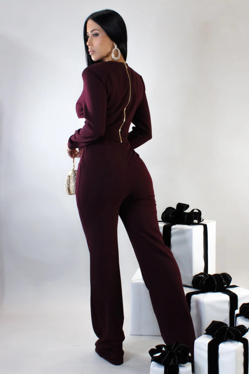 Dinner In Rome Pant Set - Burgundy