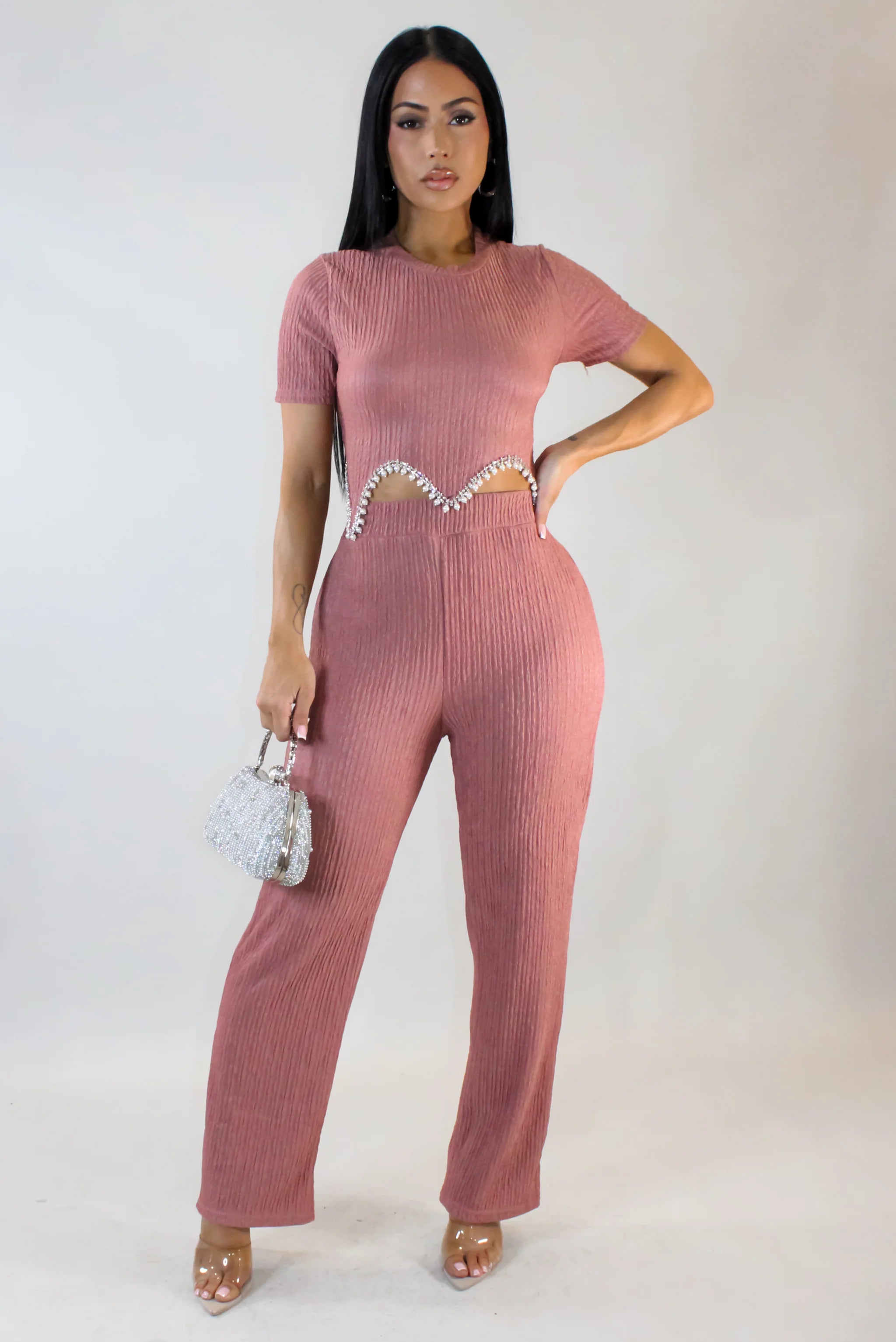 High Demand Pant Set - Mauve