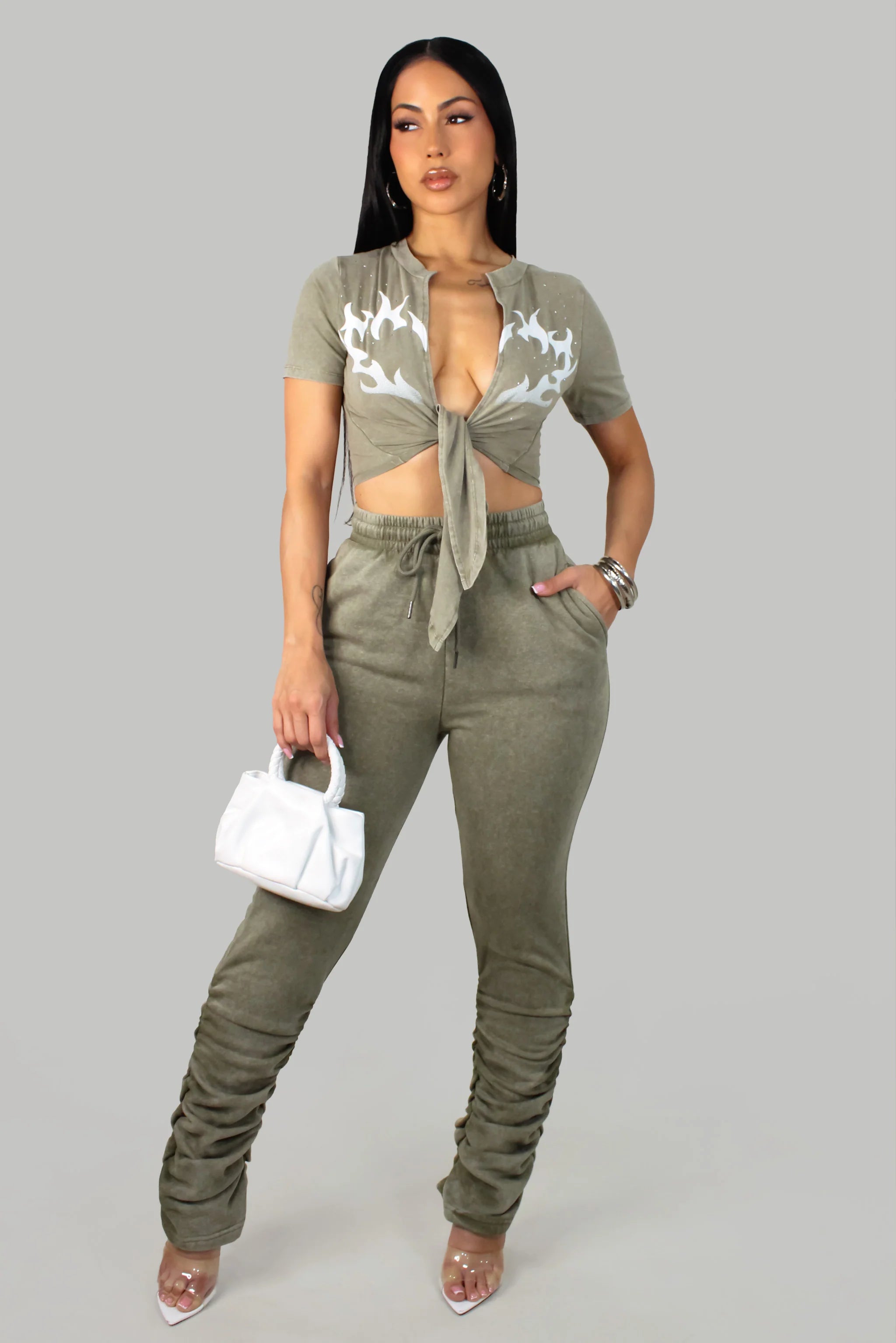 Intense Emotions Pant Set - Olive