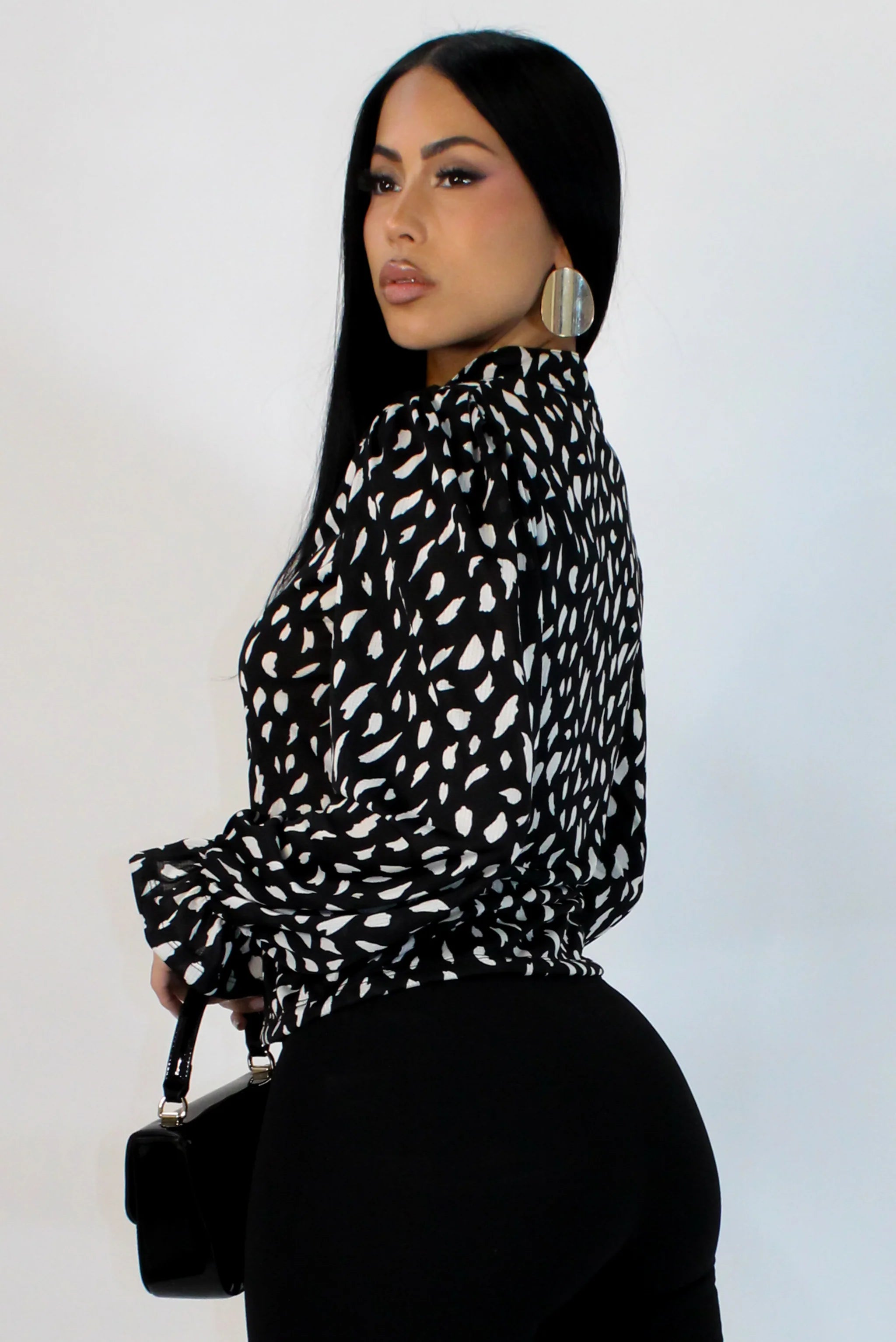 Jan's Printed Blouse - Black