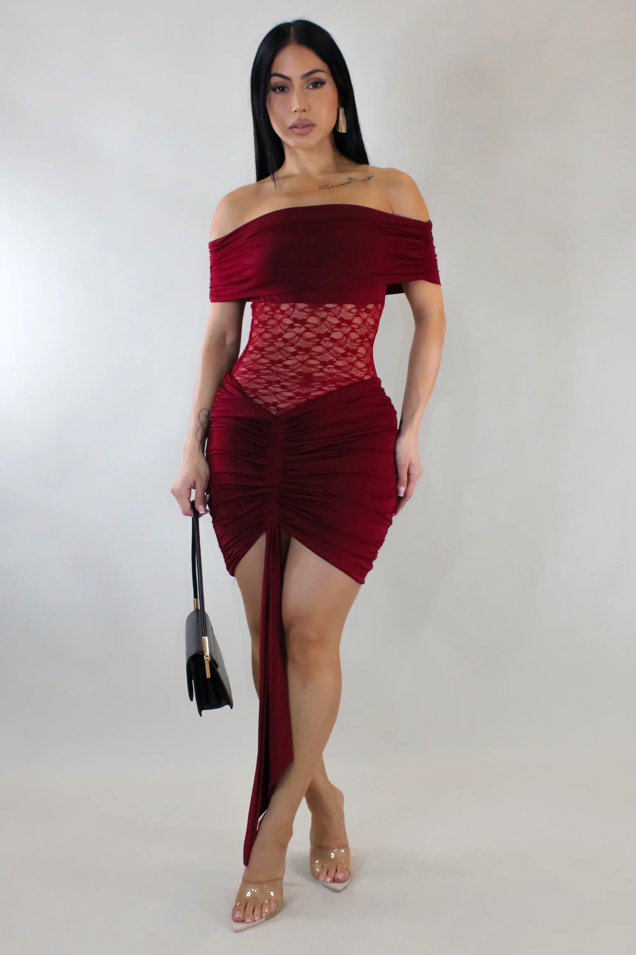 Laced Up Mini Dress - Red