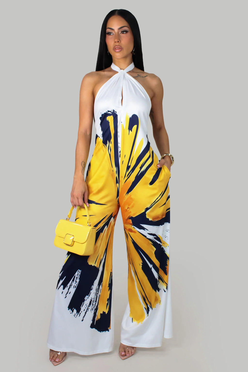 Midnight Bloom Jumpsuit – White