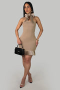 Monroe Elegance Mini Dress – Beige