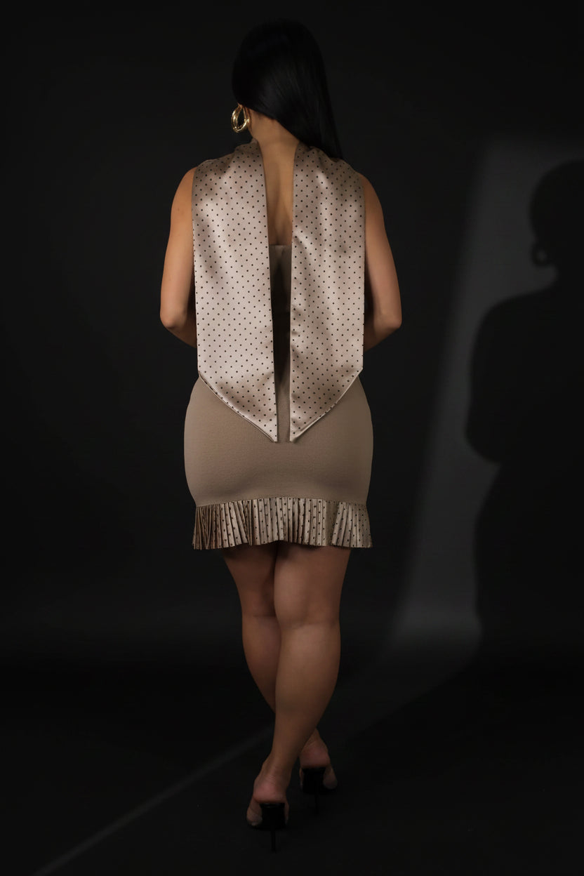 Monroe Elegance Mini Dress – Beige
