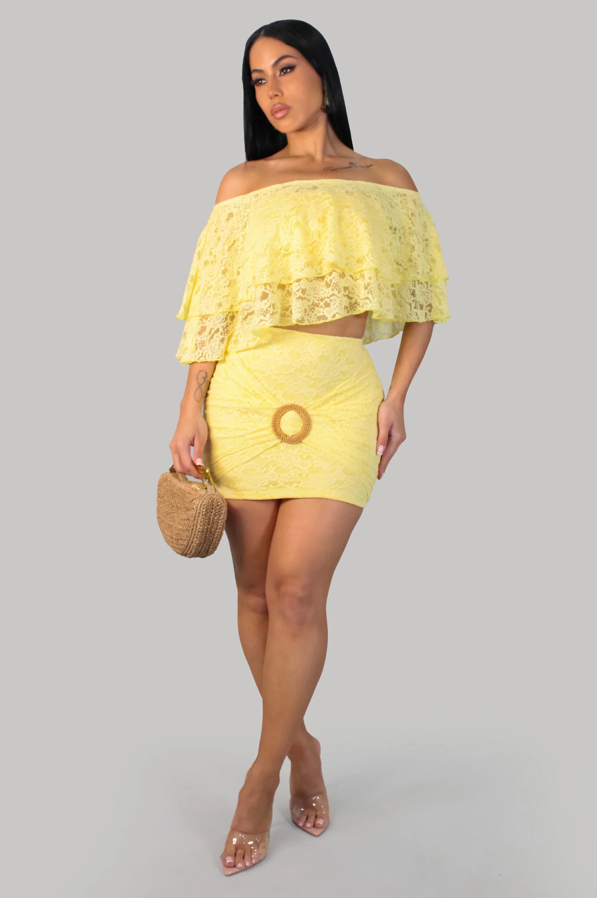 Playful Mirage Skirt Set (Yellow)