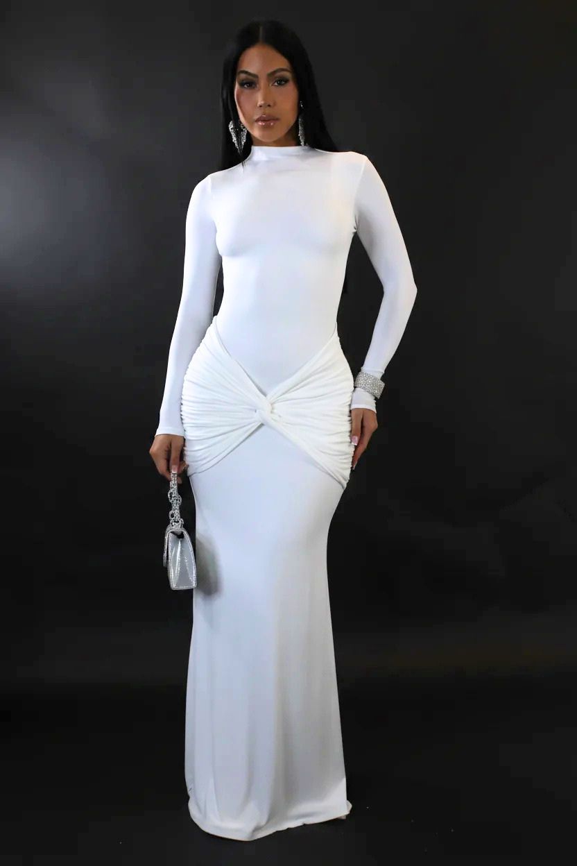 Vestido largo para niña bonita - Blanco