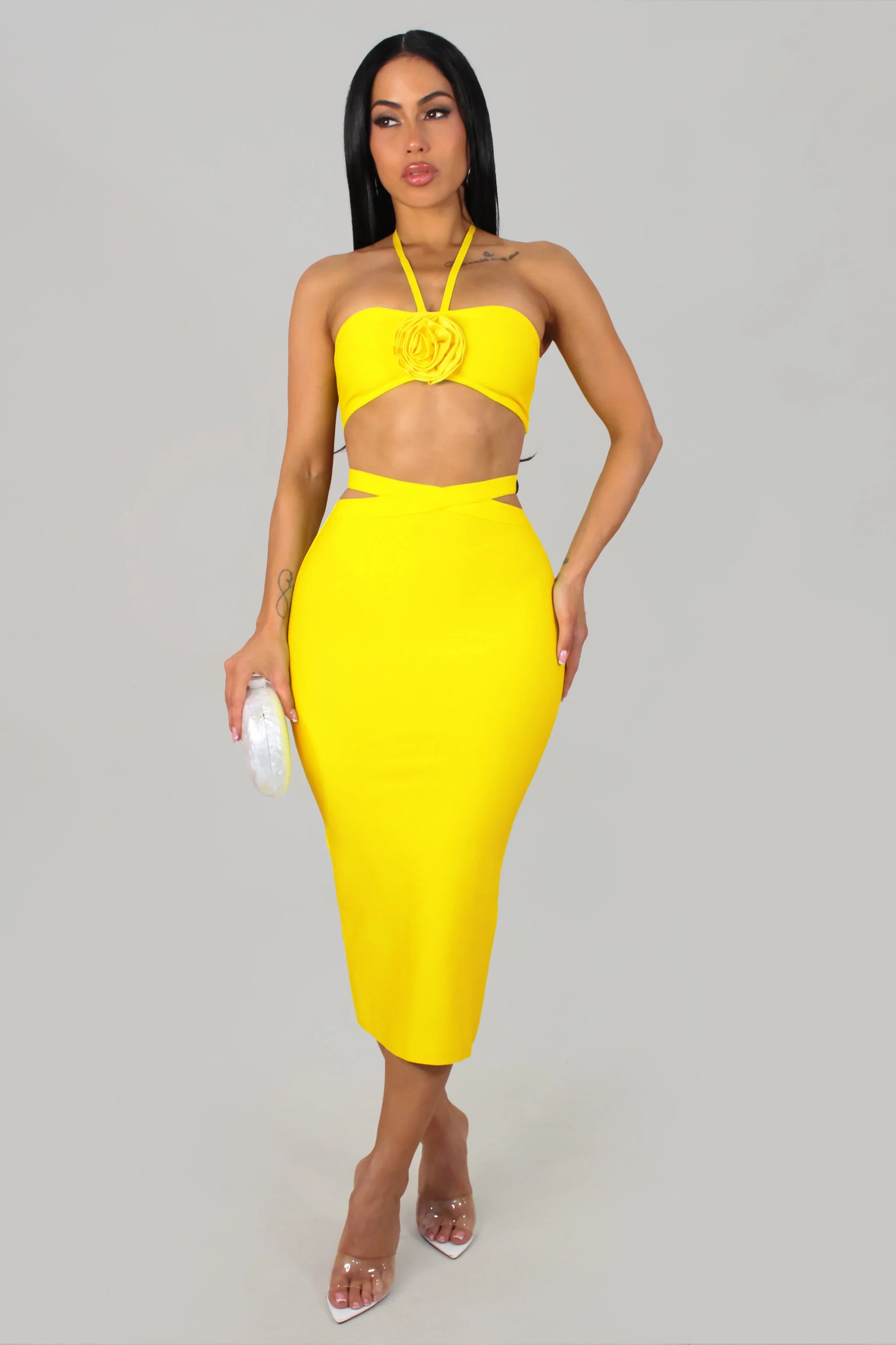 Sexy In Bloom Skirt Set – Yellow