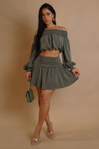 She's The One Skirt Set - Olive