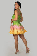 Tropical Bliss Mini Dress – Multi Green