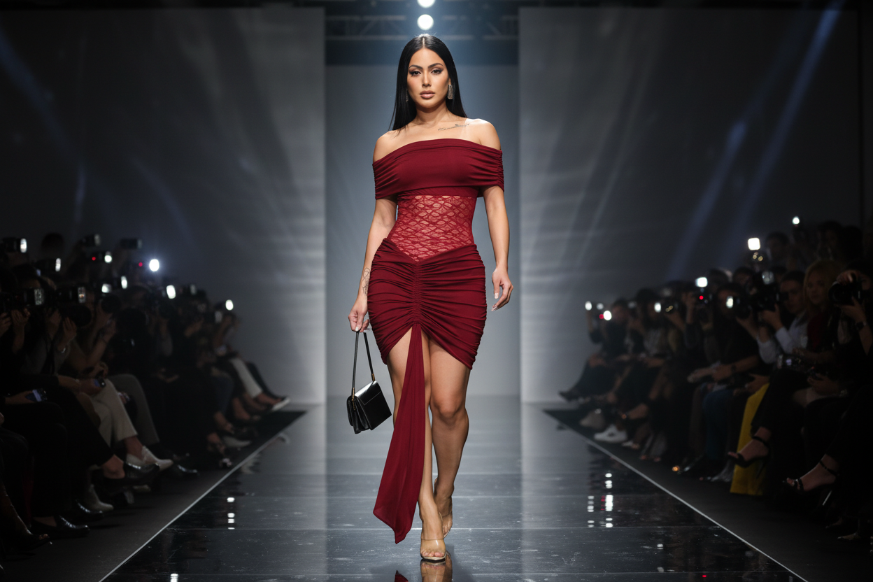 Fashion Runway Hero - Burgundy Lace Dress