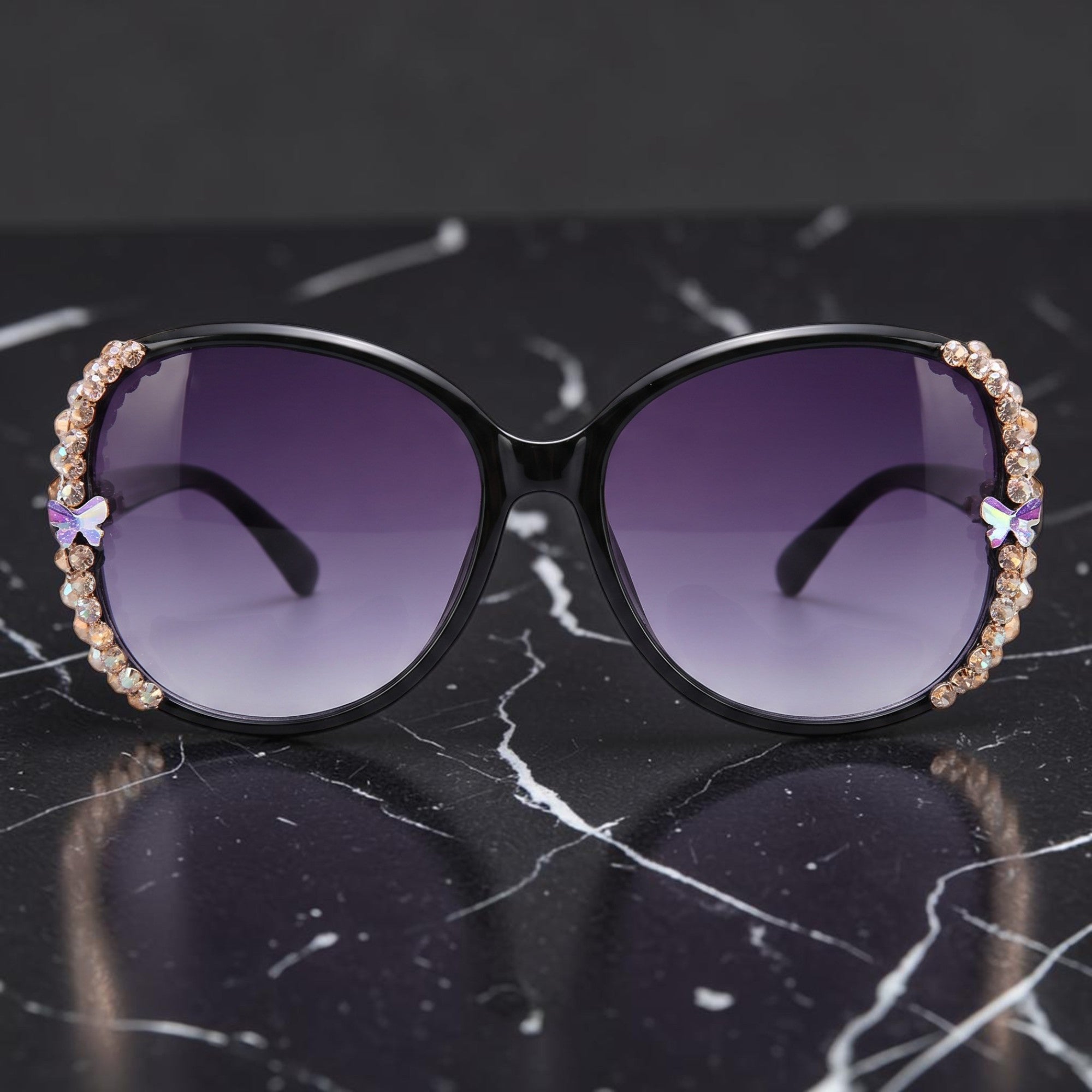 Butterfly Luxe Oversized Sunglasses – Black & Purple