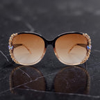 Butterfly Luxe Oversized Sunglasses - Black & Champagne