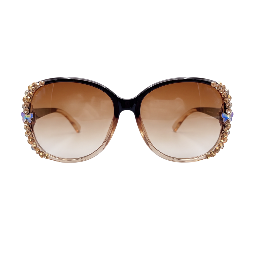 Butterfly Luxe Oversized Sunglasses - Black & Champagne