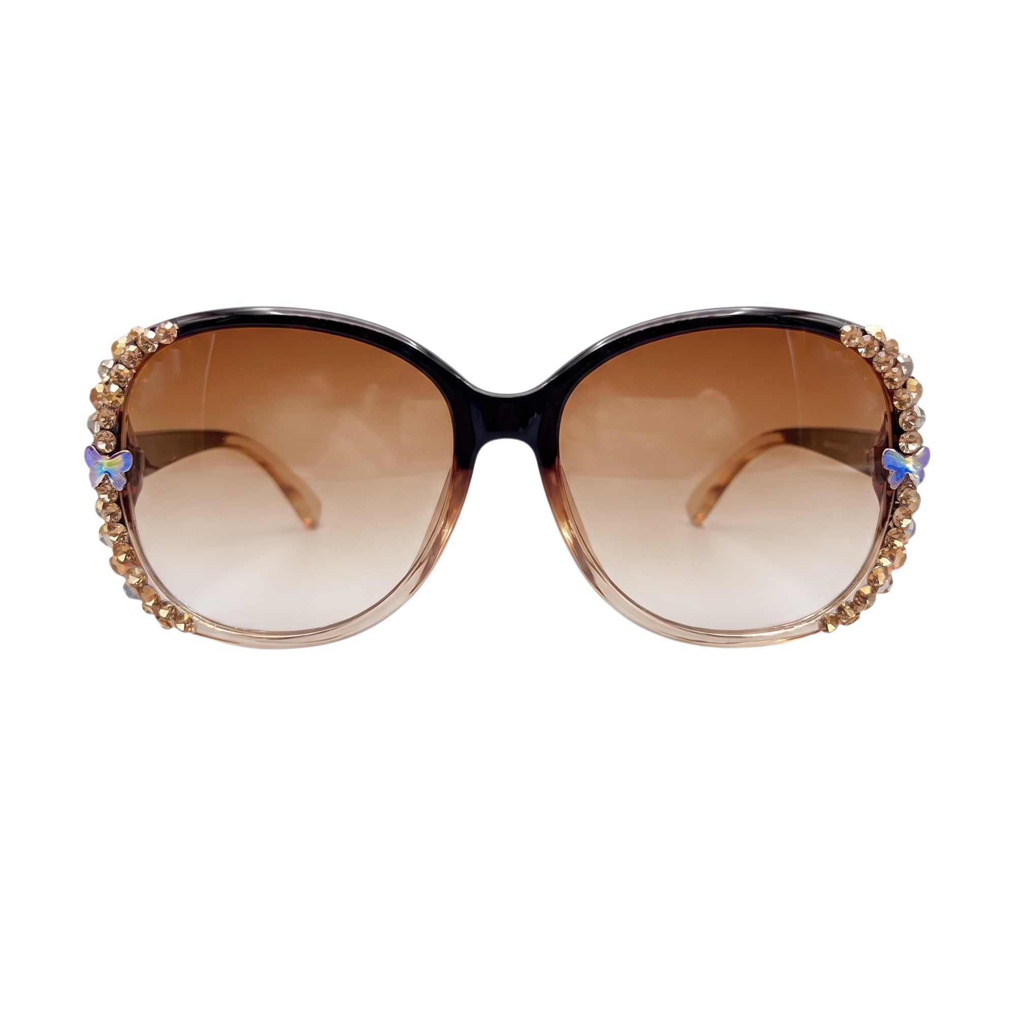Butterfly Luxe Oversized Sunglasses - Black & Champagne