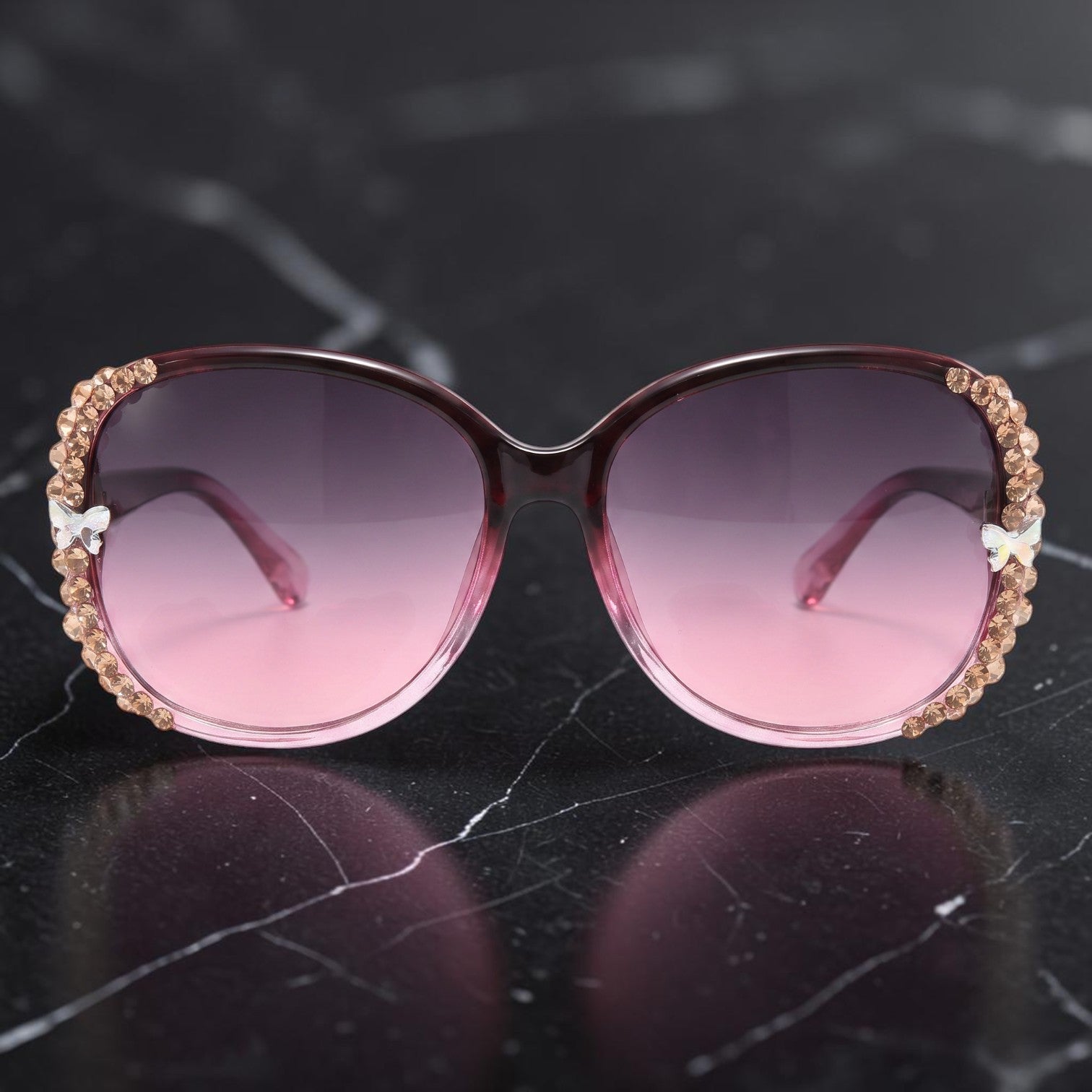Butterfly Luxe Oversized Sunglasses – Rose
